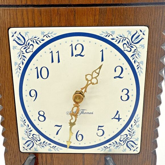 Seth Thomas Blue Hearts Garden Tile Wall Clock Made in USA TESTED WORKS 13”x8” - Picture 3 of 11